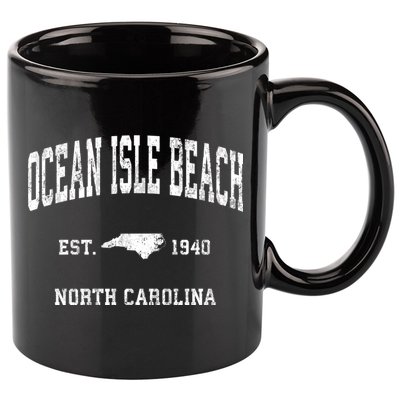Ocean Isle Beach North Carolina Nc Vintage Athletic Sports 11oz C Handle Ceramic Mug