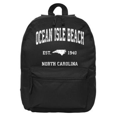 Ocean Isle Beach North Carolina Nc Vintage Athletic Sports 16 in Basic Backpack