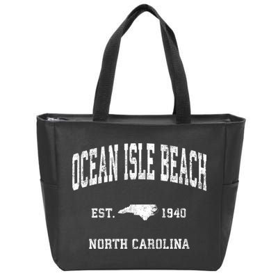 Ocean Isle Beach North Carolina Nc Vintage Athletic Sports Zip Tote Bag