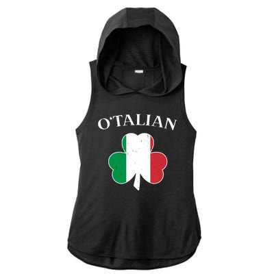 O Italian Clover St Patrick's Day Ladies PosiCharge Tri-Blend Wicking Draft Hoodie Tank