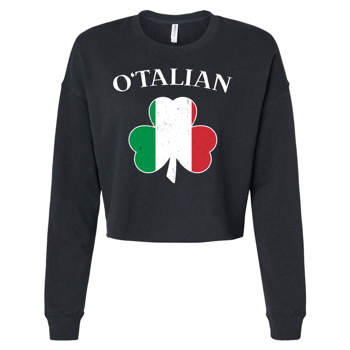 O Italian Clover St Patrick's Day Cropped Pullover Crew