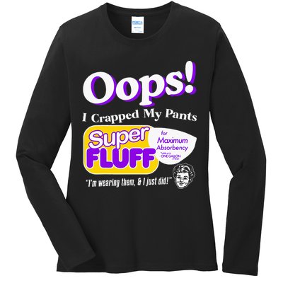 Oops I Crapped Funny My Pants Vintage Ladies Long Sleeve Shirt