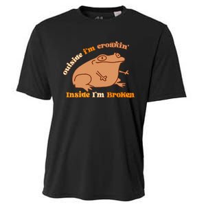 Outside IM Croakin Inside IM Broken Humor Frog Tees Cooling Performance Crew T-Shirt