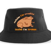 Outside IM Croakin Inside IM Broken Humor Frog Tees Sustainable Bucket Hat