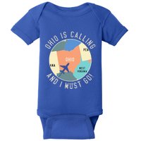 Ohio Is Calling And I Must Go Ohio Map Baby Bodysuit