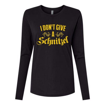 Oktoberfest I Don't Give A Schnitzel German Flag Womens Cotton Relaxed Long Sleeve T-Shirt