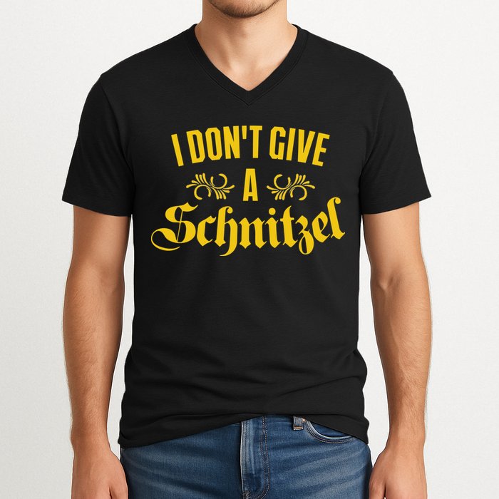 Oktoberfest I Don't Give A Schnitzel German Flag V-Neck T-Shirt