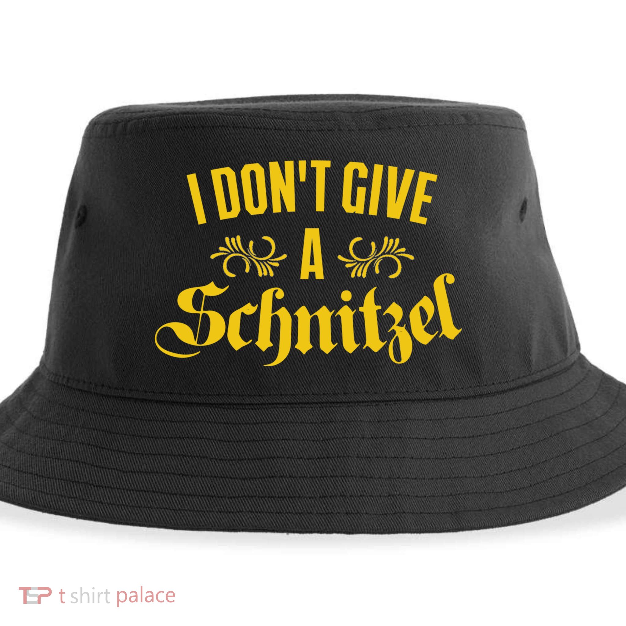 Oktoberfest I Don't Give A Schnitzel German Flag Sustainable Bucket Hat