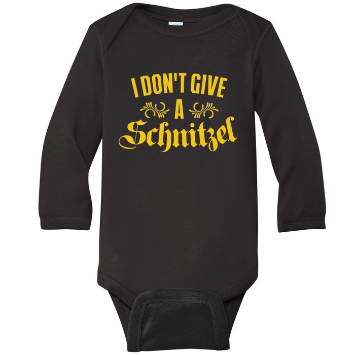 Oktoberfest I Don't Give A Schnitzel German Flag Baby Long Sleeve Bodysuit