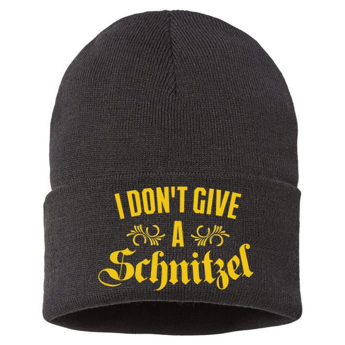 Oktoberfest I Don't Give A Schnitzel German Flag Sustainable Knit Beanie