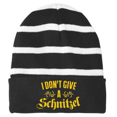 Oktoberfest I Don't Give A Schnitzel German Flag Striped Beanie with Solid Band