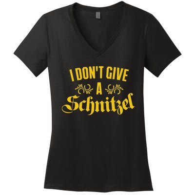 Oktoberfest I Don't Give A Schnitzel German Flag Women's V-Neck T-Shirt