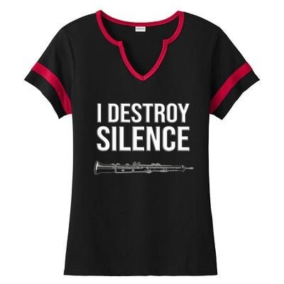 OBOE - I destroy silence, Funny oboist gift, Funny Oboe Ladies Halftime Notch Neck Tee