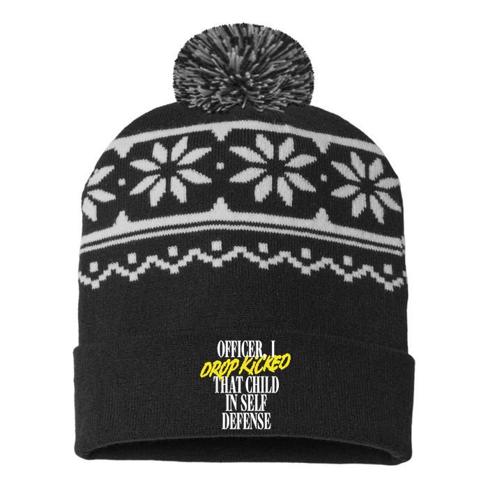 Officer I Drop Kicked That Child In Self Defense Apparel USA-Made Snowflake Beanie