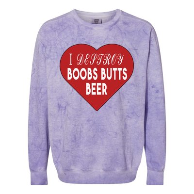 Oldschoolhats I Destroy Boobs Butts Beer Colorblast Crewneck Sweatshirt