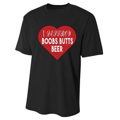 Oldschoolhats I Destroy Boobs Butts Beer Performance Sprint T-Shirt