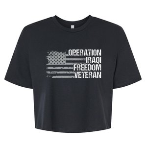 Operation Iraqi Freedom Dad Grandpa Us Flag Oif Veteran Bella+Canvas Jersey Crop Tee