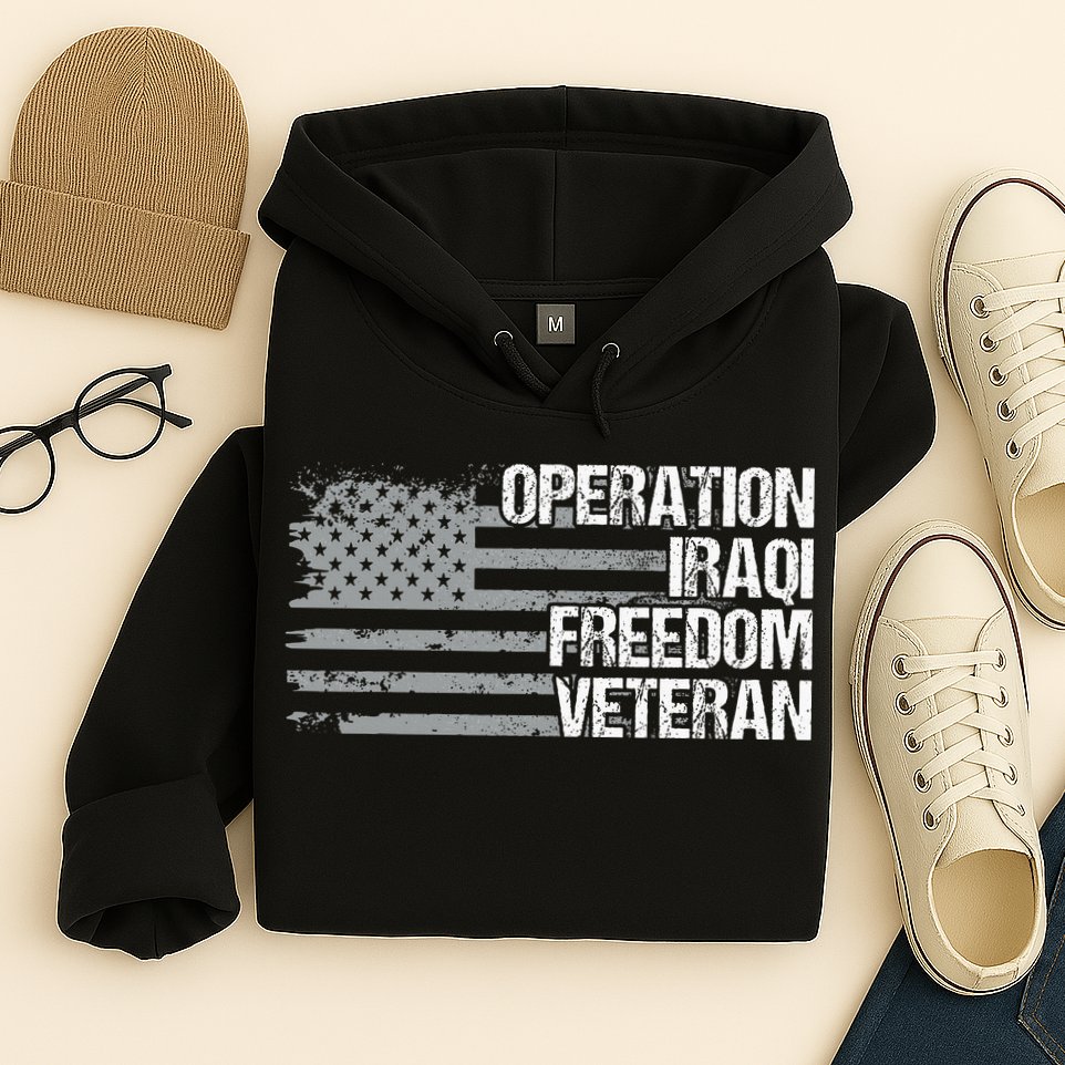 Operation Iraqi Freedom Dad Grandpa Us Flag Oif Veteran Hoodie