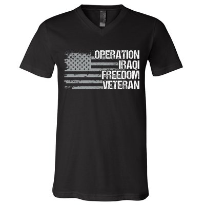 Operation Iraqi Freedom Dad Grandpa Us Flag Oif Veteran V-Neck T-Shirt
