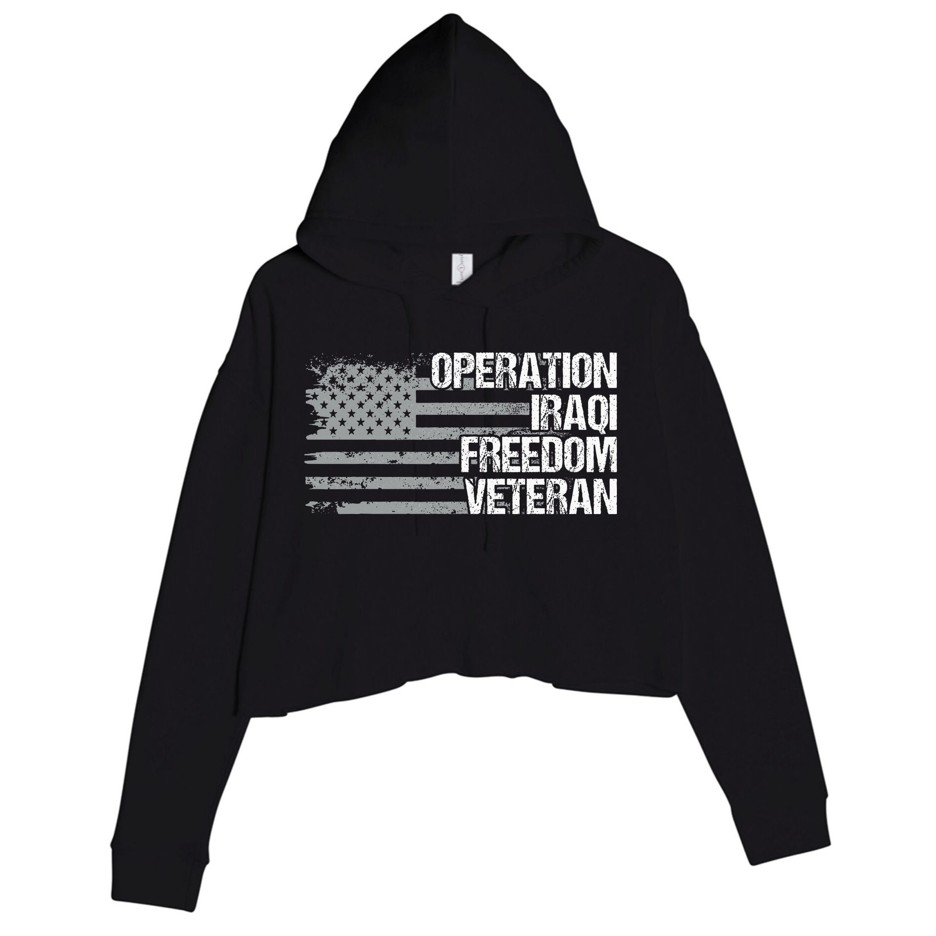 Operation Iraqi Freedom Dad Grandpa Us Flag Oif Veteran Crop Fleece Hoodie
