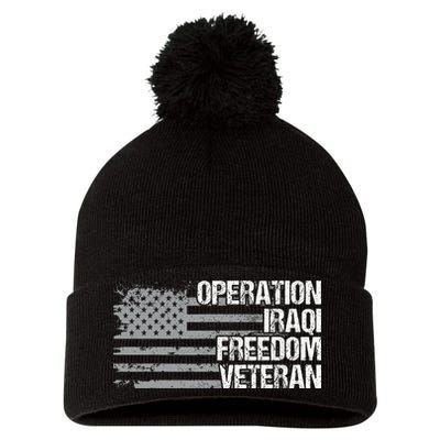 Operation Iraqi Freedom Dad Grandpa Us Flag Oif Veteran Pom Pom 12in Knit Beanie