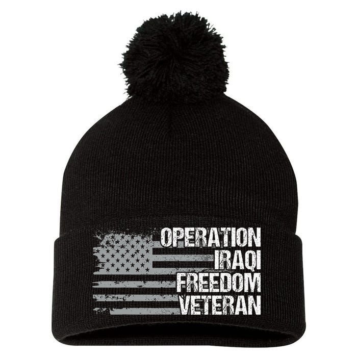 Operation Iraqi Freedom Dad Grandpa Us Flag Oif Veteran Pom Pom 12in Knit Beanie