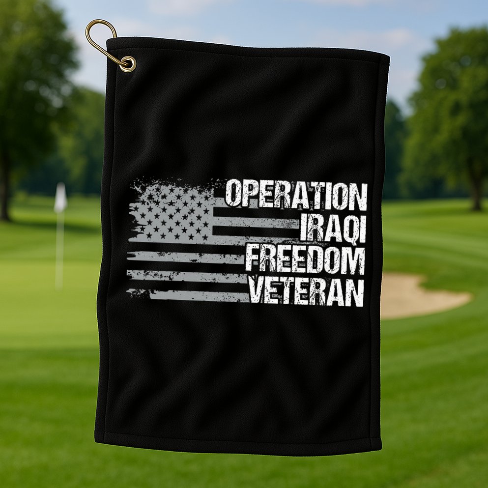 Operation Iraqi Freedom Dad Grandpa Us Flag Oif Veteran Golf Towel