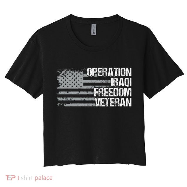 Operation Iraqi Freedom Dad Grandpa Us Flag Oif Veteran Crop Top
