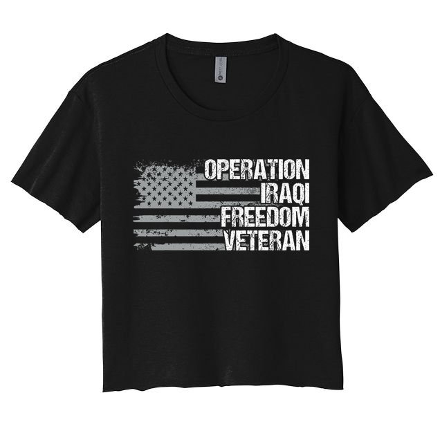 Operation Iraqi Freedom Dad Grandpa Us Flag Oif Veteran Women's Crop Top Tee