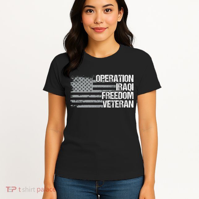 Operation Iraqi Freedom Dad Grandpa Us Flag Oif Veteran Womens T-Shirt
