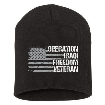 Operation Iraqi Freedom Dad Grandpa Us Flag Oif Veteran Short Acrylic Beanie