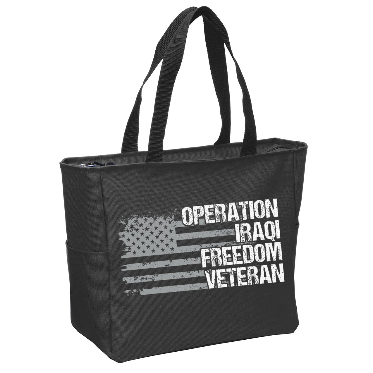 Operation Iraqi Freedom Dad Grandpa Us Flag Oif Veteran Zip Tote Bag