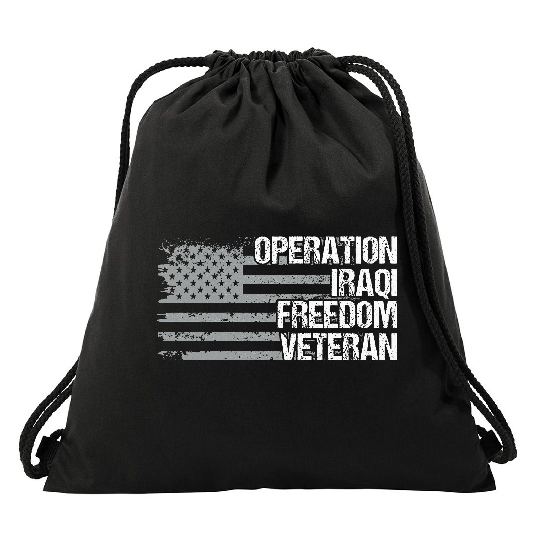 Operation Iraqi Freedom Dad Grandpa Us Flag Drawstring Bag