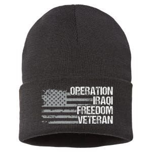 Operation Iraqi Freedom Dad Grandpa Us Flag Sustainable Knit Beanie