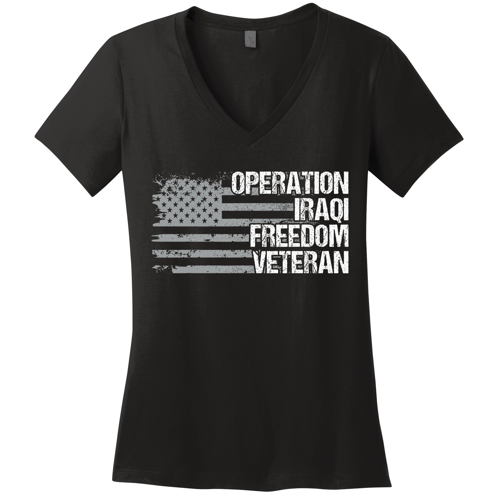 Operation Iraqi Freedom Dad Grandpa Us Flag Women's V-Neck T-Shirt