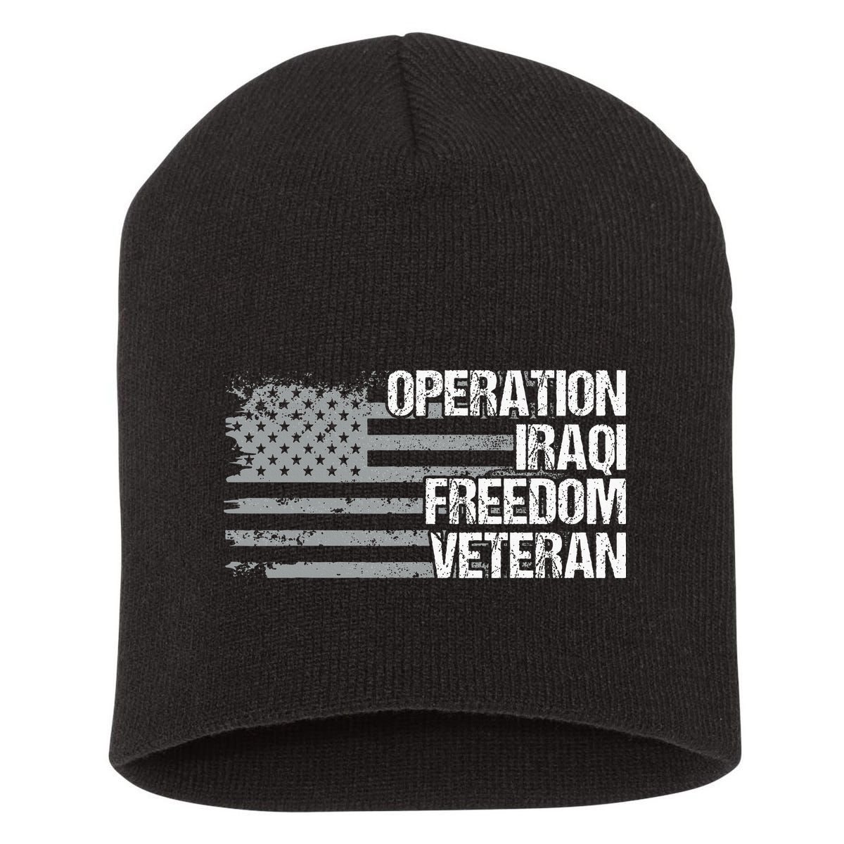 Operation Iraqi Freedom Dad Grandpa Us Flag Short Acrylic Beanie
