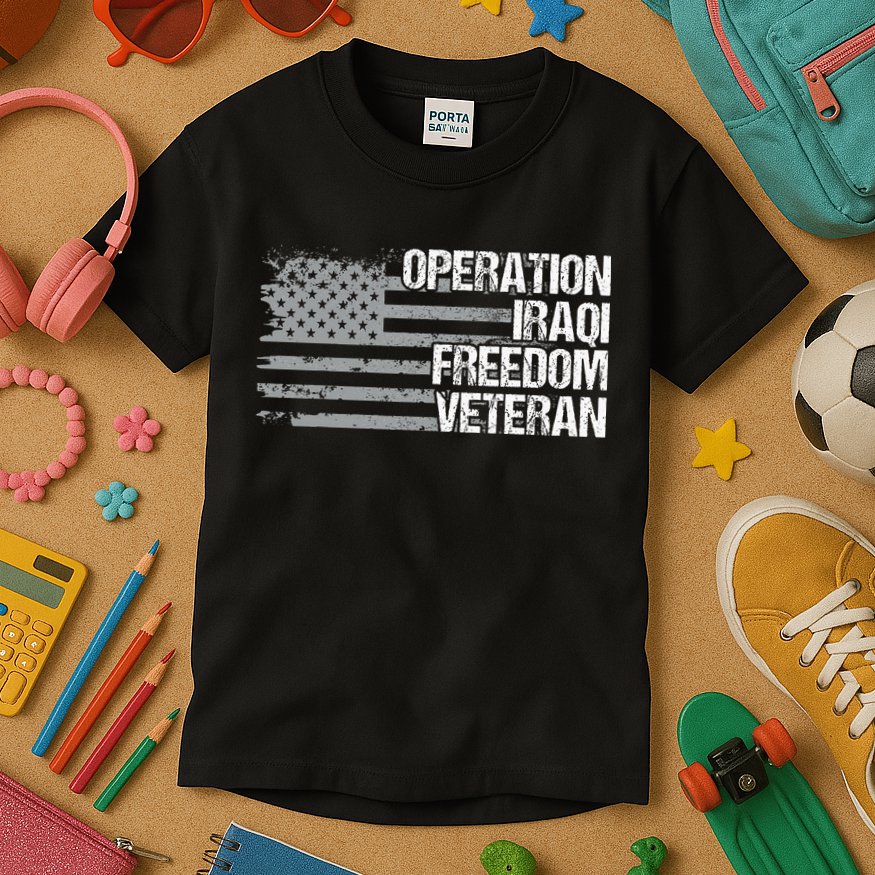 Operation Iraqi Freedom Dad Grandpa Us Flag Kids T-Shirt