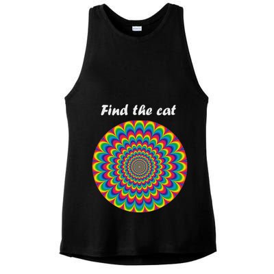 Optical Illusion Find The Cat Ladies PosiCharge Tri-Blend Wicking Tank