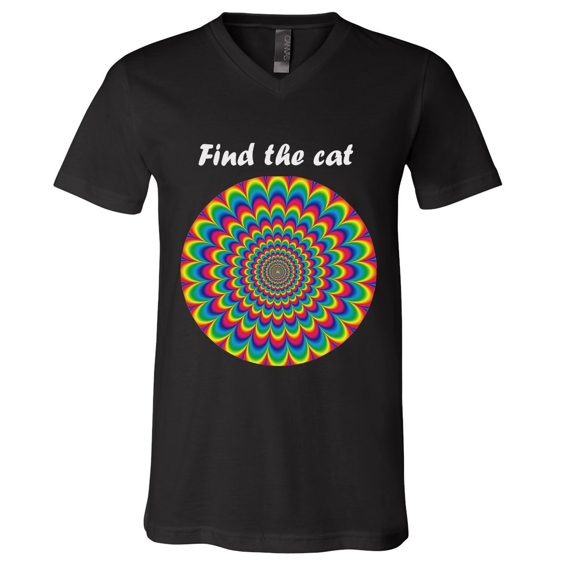 Optical Illusion Find The Cat V-Neck T-Shirt
