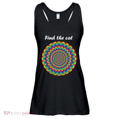 Optical Illusion Find The Cat Ladies Essential Flowy Tank