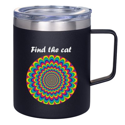 Optical Illusion Find The Cat 12oz Stainless Steel Coffee Mug