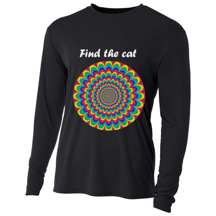 Optical Illusion Find The Cat Cooling Performance Long Sleeve Crew