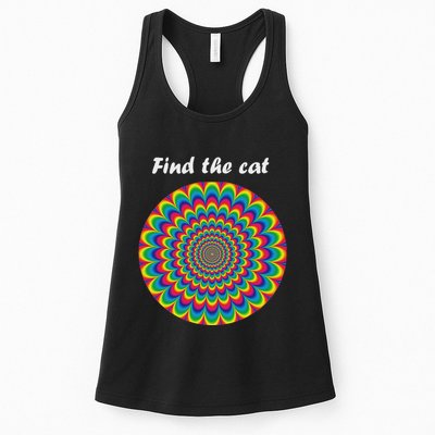 Optical Illusion Find The Cat Womens Tank Top