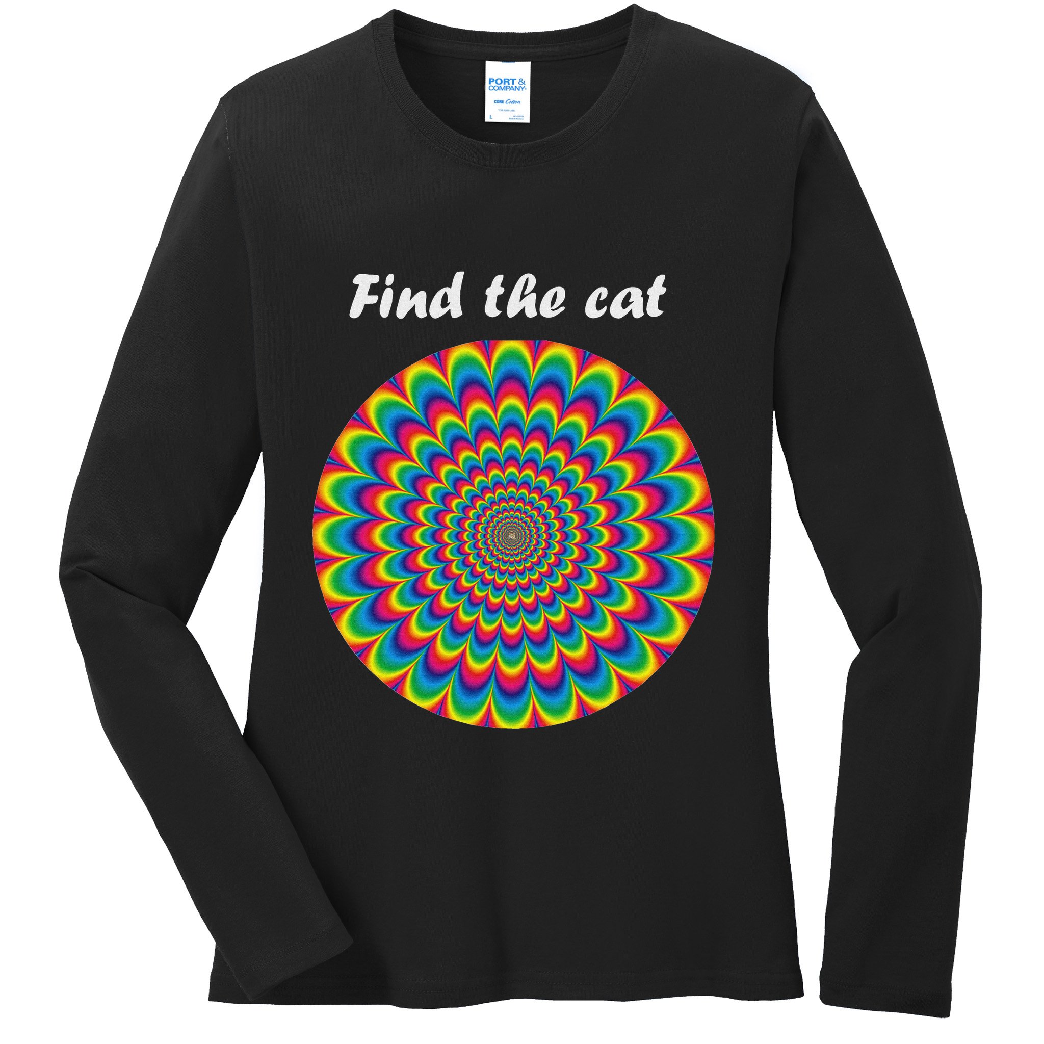 Optical Illusion Find The Cat Ladies Long Sleeve Shirt