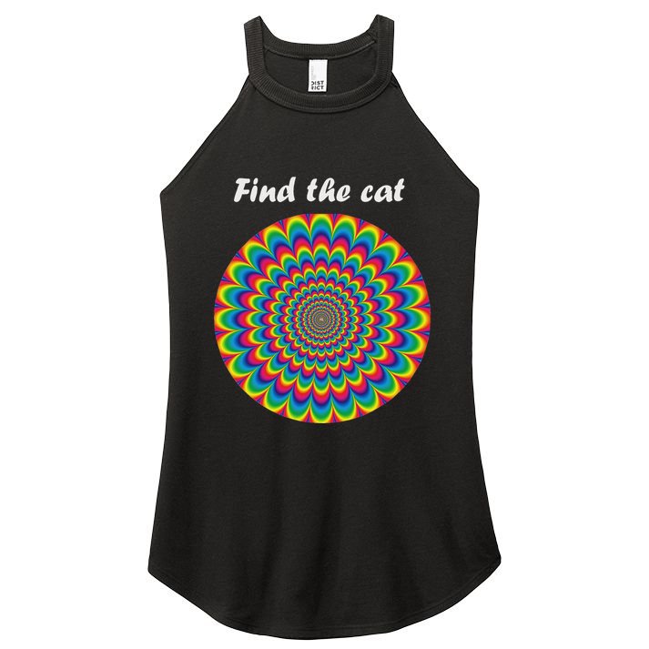 Optical Illusion Find The Cat Women's Perfect Tri Rocker Tank