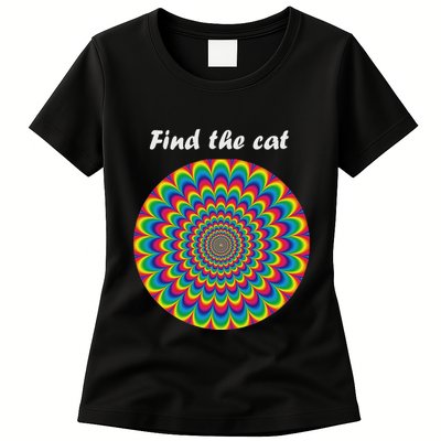 Optical Illusion Find The Cat Womens T-Shirt