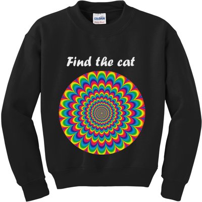 Optical Illusion Find The Cat Kids Sweatshirt