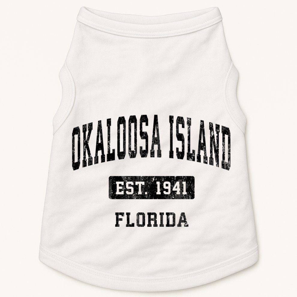 Okaloosa Island Florida Fl Vintage Sports Established Doggie Tank