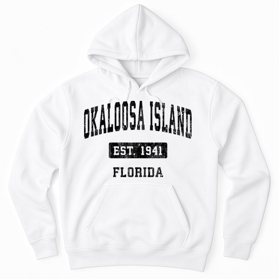 Okaloosa Island Florida Fl Vintage Sports Established Hoodie