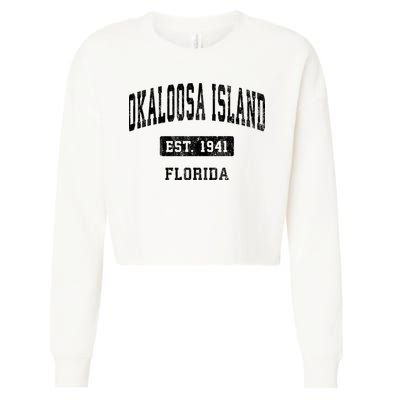 Okaloosa Island Florida Fl Vintage Sports Established Cropped Pullover Crew